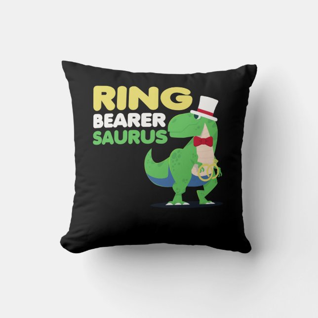 Boys Ring Bearer Dinosaur Rex Wedding Party Kissen (Vorderseite)