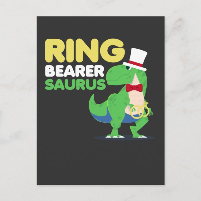 Boys Ring Bearer Dinosaur Rex Wedding Party Postkarte (Vorderseite)