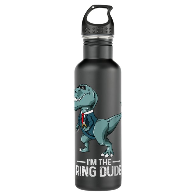 Boys Ring Bearer T-Rex Dinosaur Wedding Party Gesc Edelstahlflasche (Vorderseite)