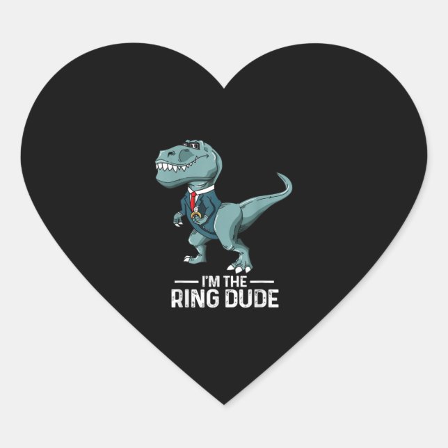 Boys Ring Bearer T-Rex Dinosaur Wedding Party Gesc Herz-Aufkleber (Vorderseite)