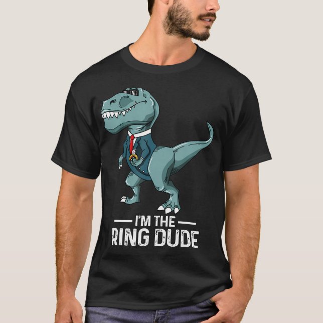 Boys Ring Bearer T-Rex Dinosaur Wedding Party Gesc T-Shirt (Vorderseite)