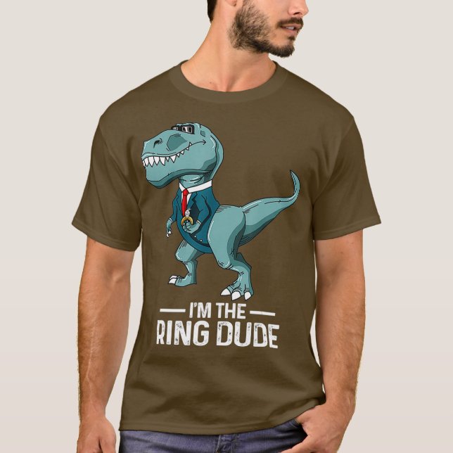Boys Ring Bearer T-Rex Dinosaur Wedding Party T-Shirt (Vorderseite)