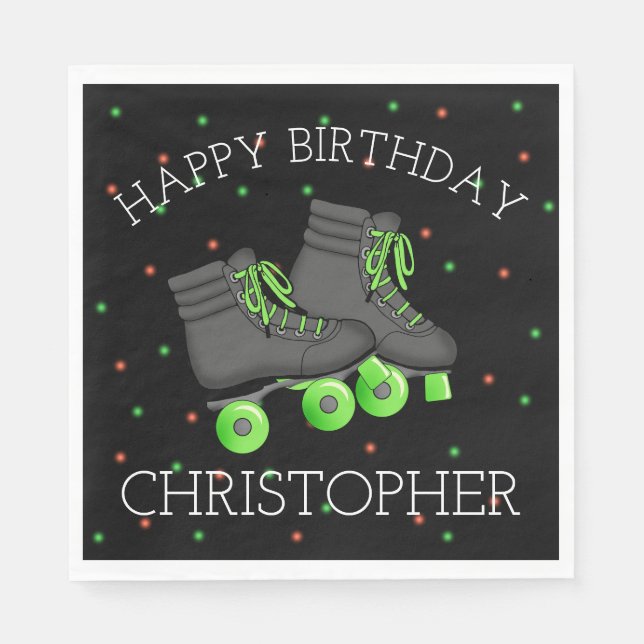 Boy's Roller Skate Geburtstag Serviette (Vorderseite)