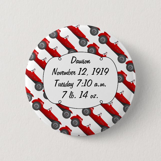 Boys Room Classic Car Geschenke Sweet Red Retro Ca Button (Vorderseite)