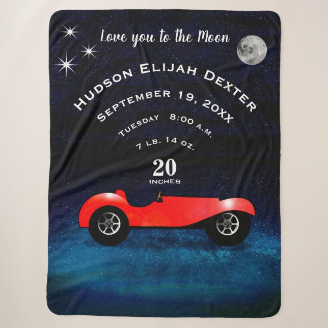 Boys Room Classic Car Liebe Sie zum Mond Sherpadecke (Vorderseite)