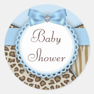 Boys Safari Baby Dusche Runder Aufkleber