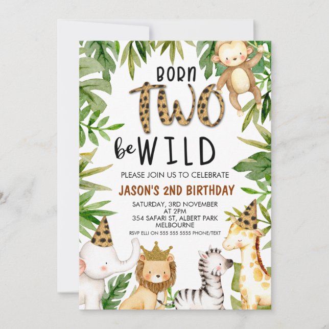 Boys Safari Deux Wild Birthday Invitation (Devant)