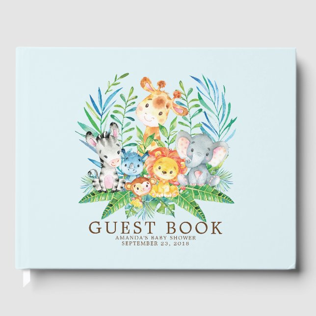Boys Safari Jungle Baby Showbook Gästebuch (Vorderseite)