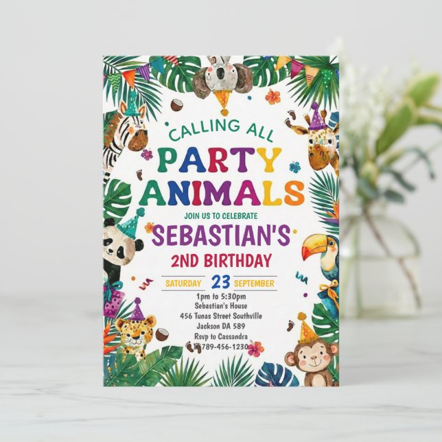Boys Safari Two Wild Birthday Invitation Einladung (Stehend Vorderseite)