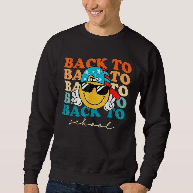Boys Smile Face Sunglasses   Kids Back To School Sweatshirt (Vorderseite)
