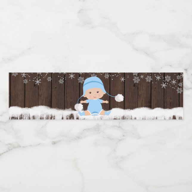 Boys Snowflake Baby Dusche Wasserflaschen Labels (Einzelnes Label)