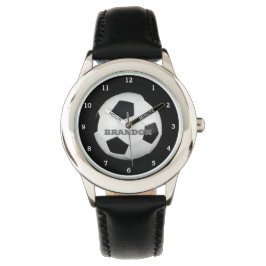 Boys Soccer Ball Black Stylish Individuelle Name K Armbanduhr