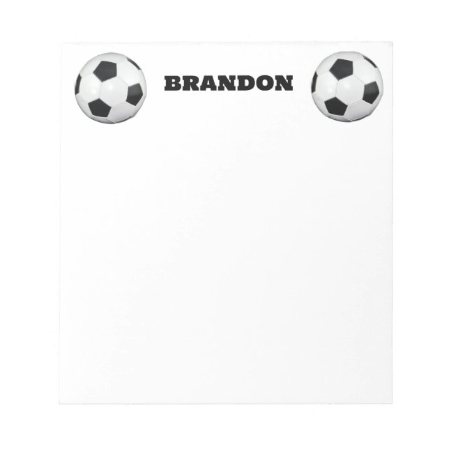 Boys Soccer Ball Black Stylish Individuelle Name K Notizblock (Vorderseite)