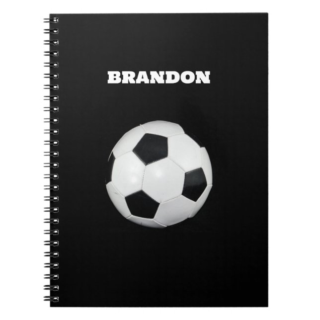 Boys Soccer Ball Black Stylish Individuelle Name K Notizblock (Vorderseite)