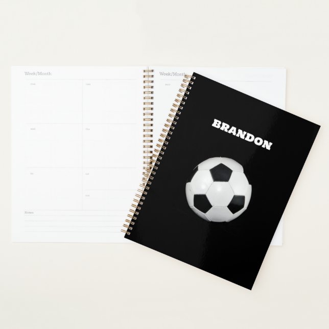 Boys Soccer Ball Black Stylish Individuelle Name K Planer (Anzeige)