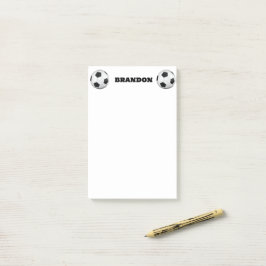 Boys Soccer Ball Black Stylish Individuelle Name K Post-it Klebezettel