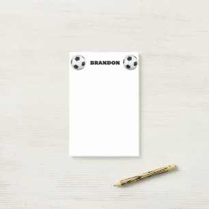 Boys Soccer Ball Black Stylish Individuelle Name K Post-it Klebezettel