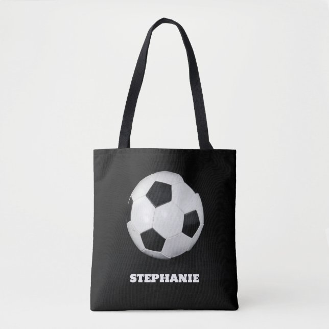 Boys Soccer Ball Black Stylish Individuelle Name K Tasche (Vorderseite)