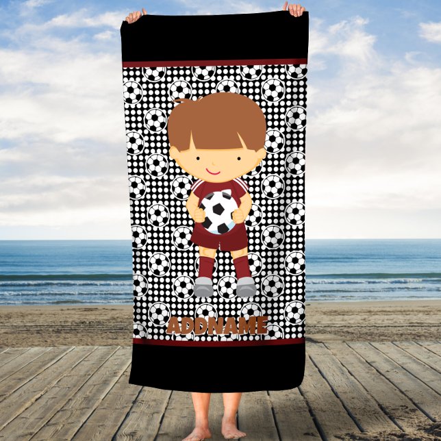 Boys Soccer Beach Handtuch mit Individuelle Name (Von Creator hochgeladen)