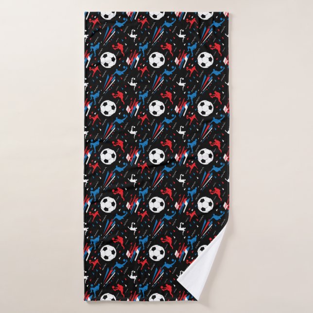 Boys Soccer Player - Red White Blue Freestyle Badehandtuch (Badehandtuch)