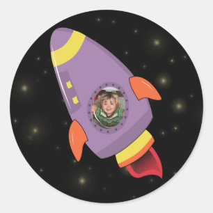 Boys Space Rocket Ship Sticker Étiquette