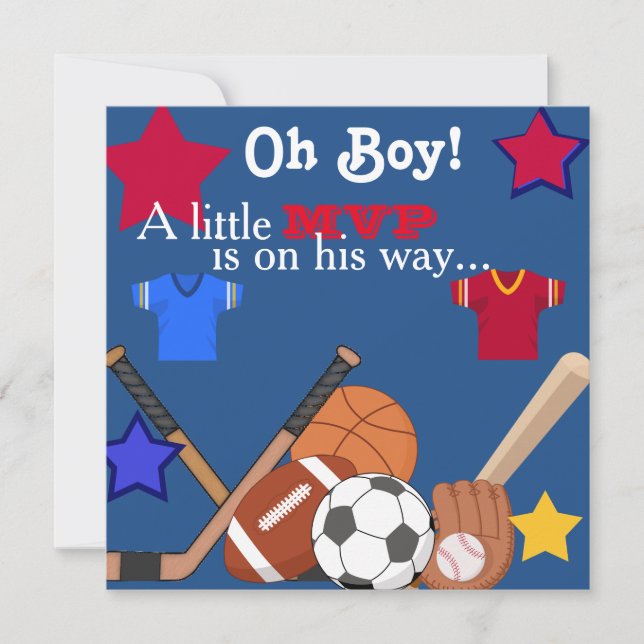 Boys Sports Baby Dusche Einladung HOCKEY (Vorderseite)