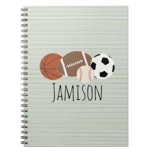Boys Sports Green Stripe Notizblock