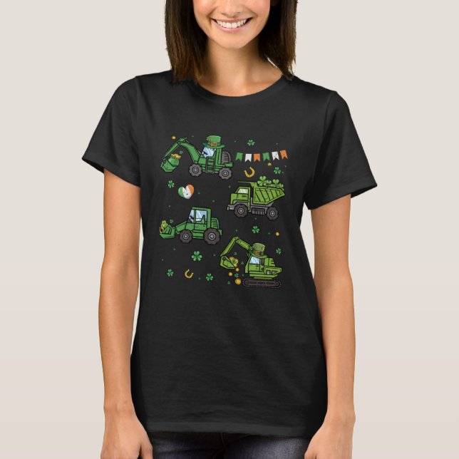 Boys St Patricks Day Crane Truck Construction Todd T-Shirt (Vorderseite)