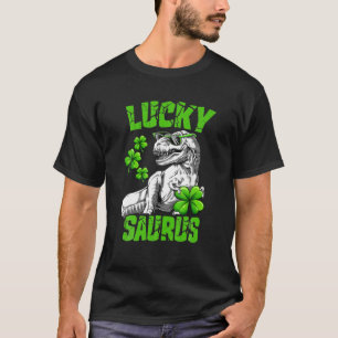 Boys St Patricks Day Kids Dinosaur T Rex Lucky Sau T-Shirt