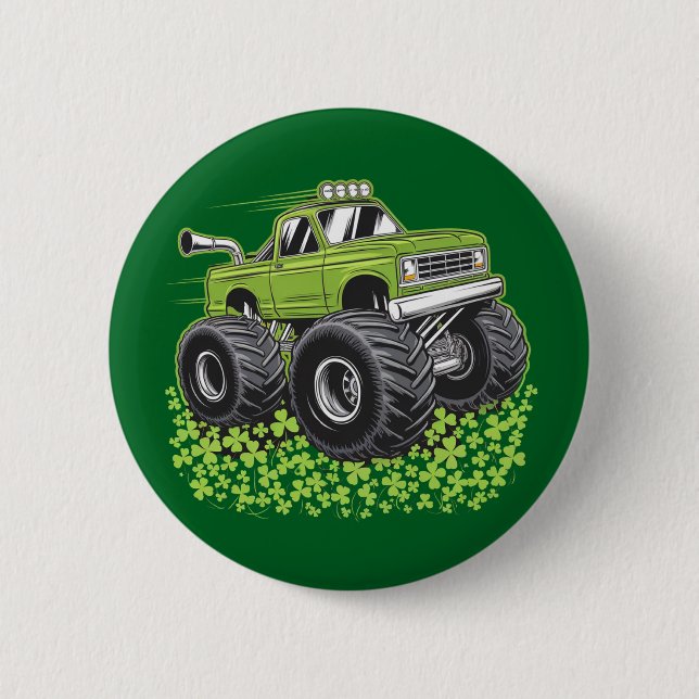 Boys St Patricks Day Kleinkind Lucky Monster Truck Button (Vorderseite)