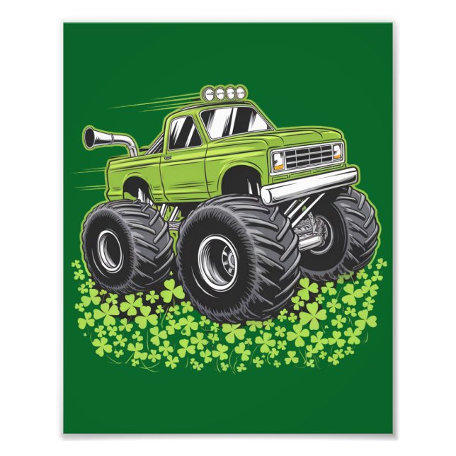 Boys St Patricks Day Kleinkind Lucky Monster Truck Fotodruck (Vorne)