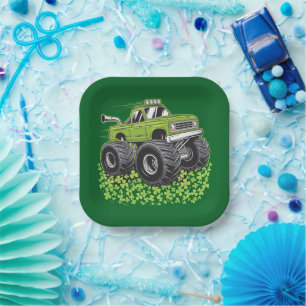 Boys St Patricks Day Kleinkind Lucky Monster Truck Pappteller