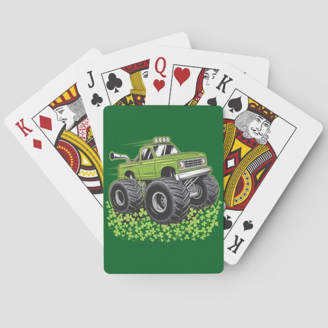 Boys St Patricks Day Kleinkind Lucky Monster Truck Spielkarten (Rückseite)