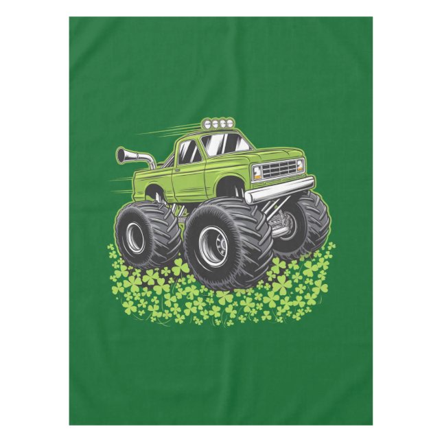 Boys St Patricks Day Kleinkind Lucky Monster Truck Tischdecke (Vorderseite)