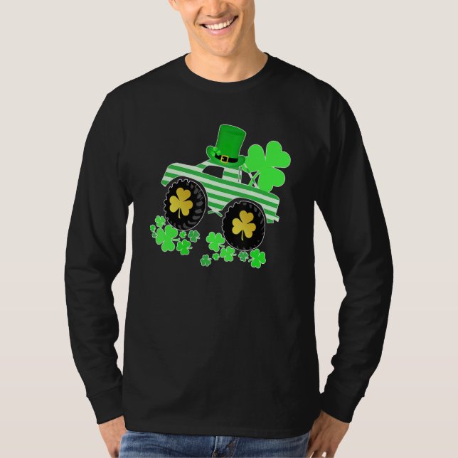 Boys St Patricks Day Monster Truck Leprechaun Sham T-Shirt (Vorderseite)