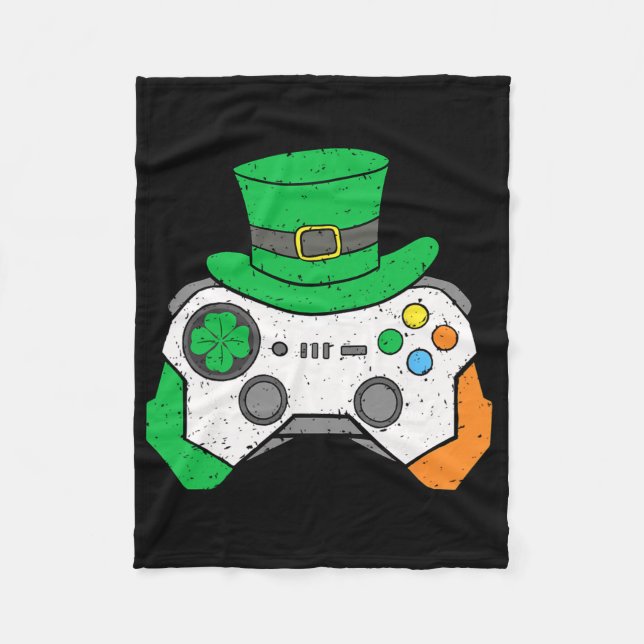 Boys St Patricks Day Video Game Controller Mens Ir Fleecedecke (Vorderseite)