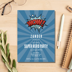 Boys Super Hero Comic Anniversaire Fête Invitation