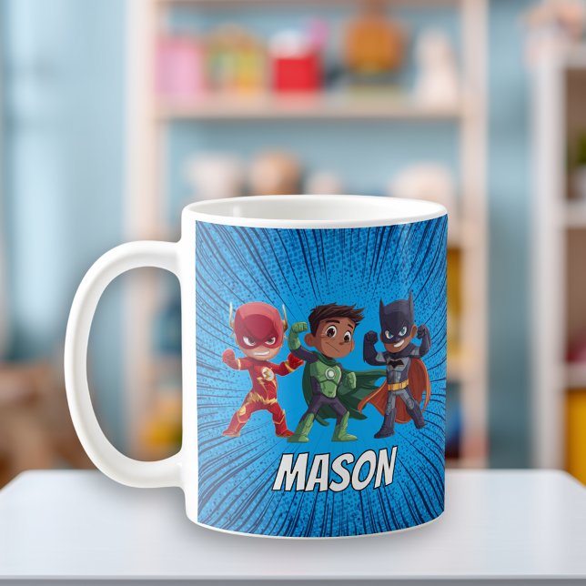 Boys Superhero Custom Name Mug Kaffeetasse (Von Creator hochgeladen)