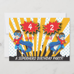 Boys Superhero Invitation d'anniversaire