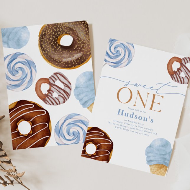 Boy's Sweet One Birthday Party Invitations (Créateur téléchargé)