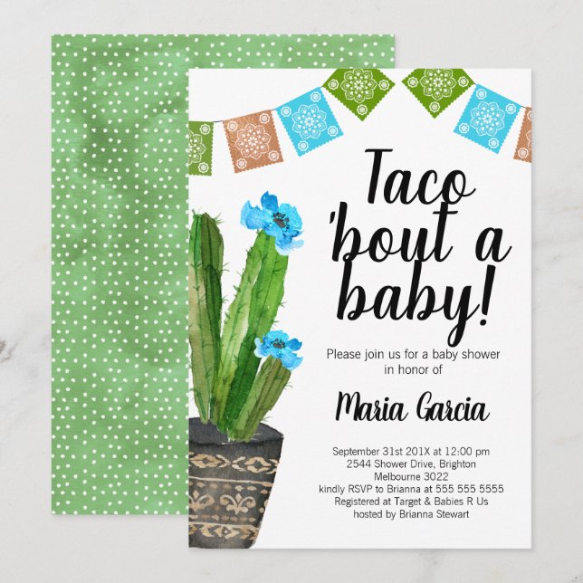 Boys Taco Bout Eine Babydusche Einladung (Vorne/Hinten)