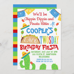 Boys Taco Invitation pour le 2e anniversaire