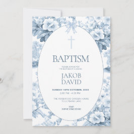 Boys Taufe Einladung Blauer Vintager Blumenstrauß