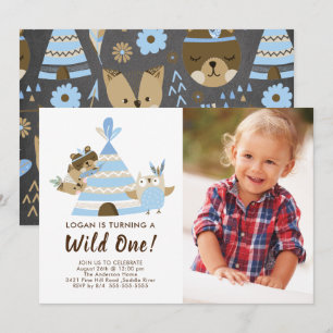 Boys Teepee Wild Un Anniversaire Invitation