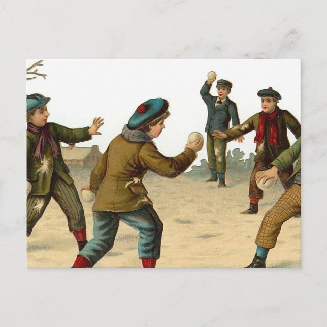"Boys Throwing Snowballs" Weihnachten (Vorderseite)