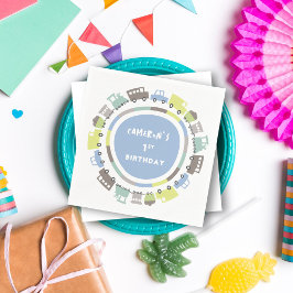 Boys Toys Pastel Blue Transport Kind Geburtstagspa Serviette