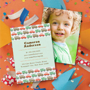 Boys Toys Pastels Retro Cars Kid's Foto Profil Telefonnummerkarte