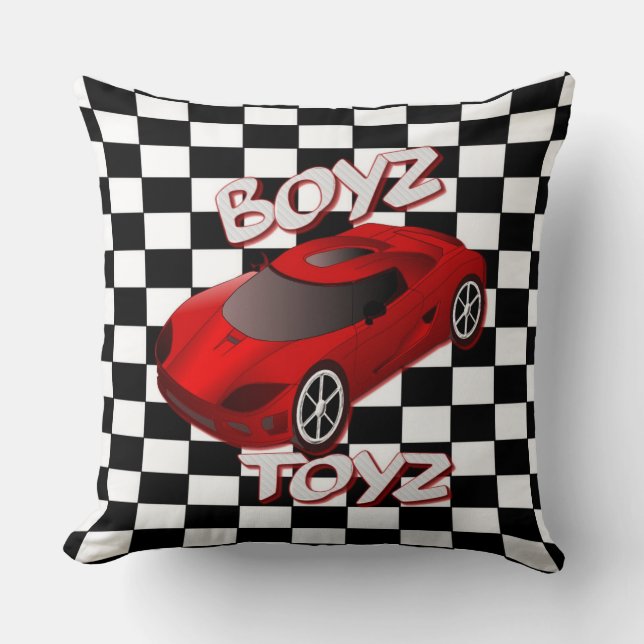 Boys Toys Red Sports Car Kissen (Vorderseite)