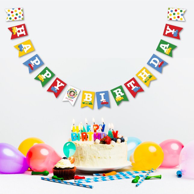 Boys Toys Transport Foto & Happy Birthday Banner (Boy's Toys Transport Kid's Birthday Party Collection @ fat*fa*tin)
