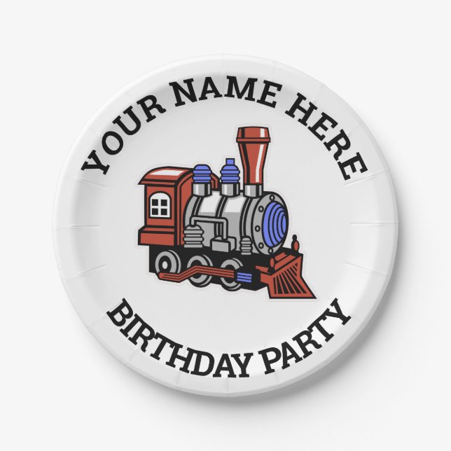 Boys Train Birthday Party Paper Teller (Vorderseite)